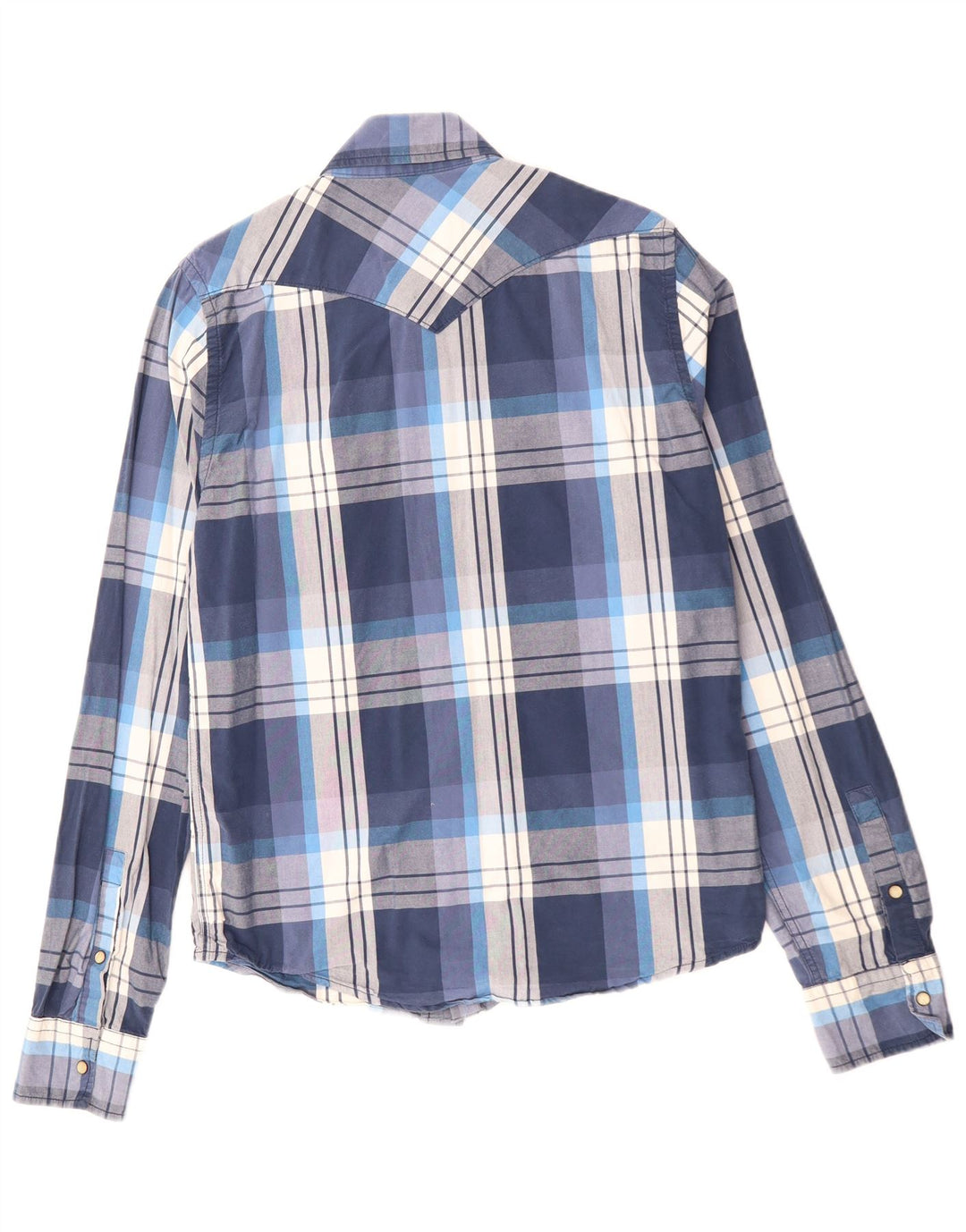 Camisa masculina HOLLISTER grande algodão xadrez azul marinho