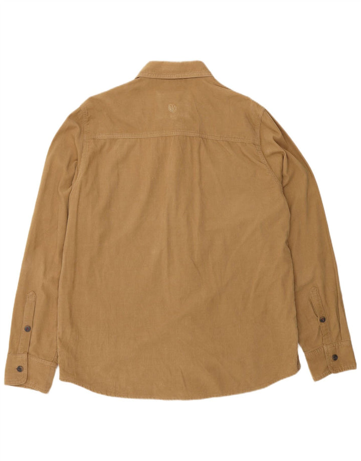 Camisa masculina de veludo cotelê Fat Face grande algodão bege
