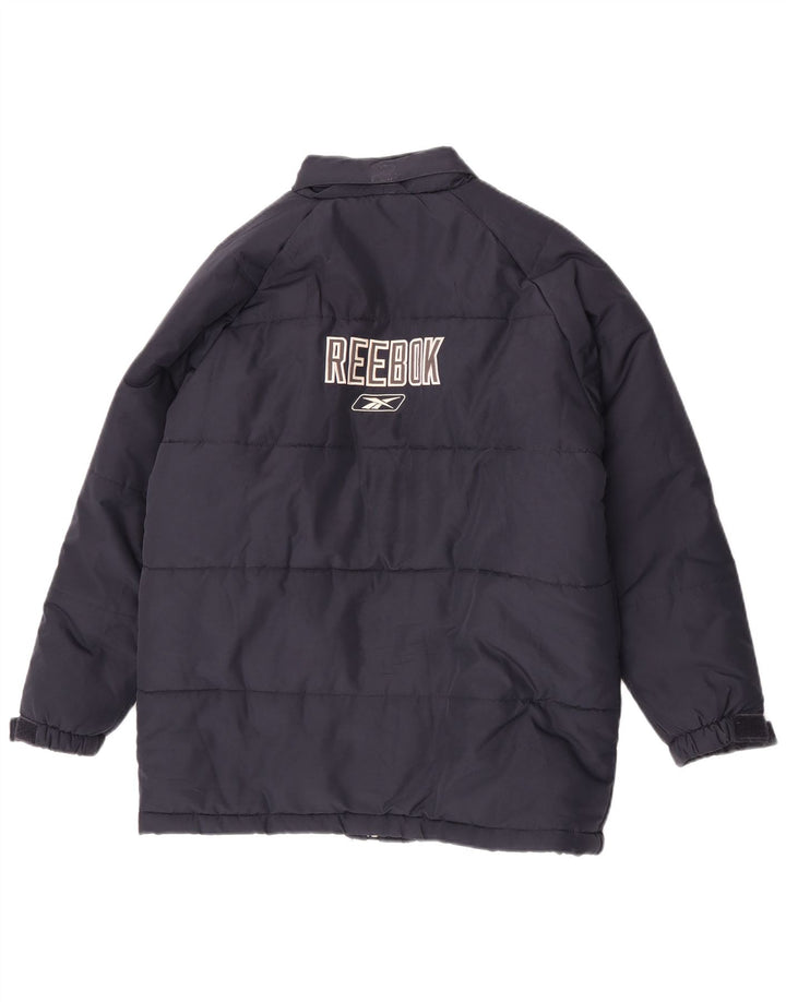 Casaco Reebok Boys Graphic com capuz acolchoado 13-14 anos XL azul marinho poliéster