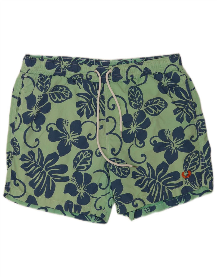 Shorts de natação masculino Fred Perry regular grande poliamida floral verde