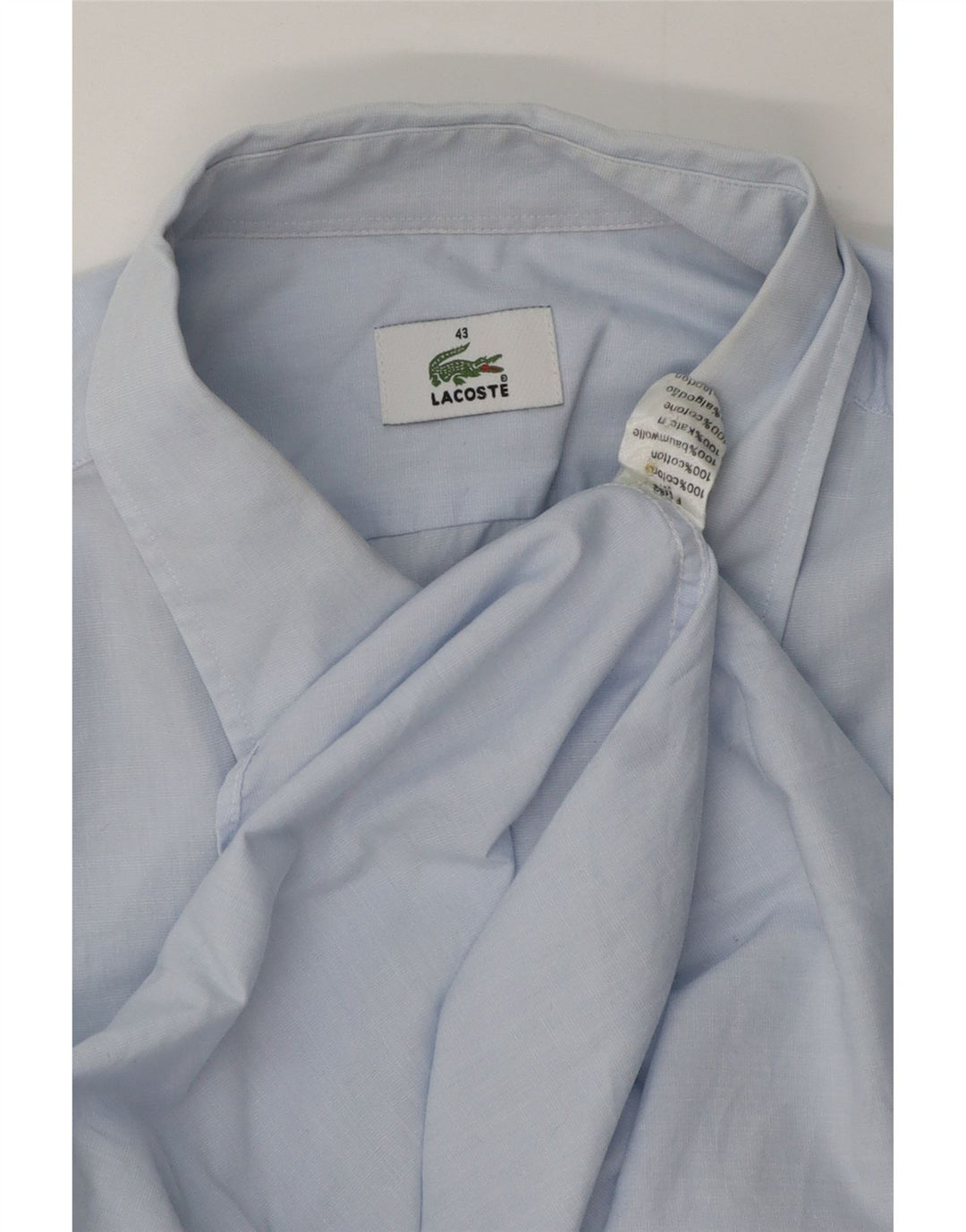 Camisa masculina Lacoste tamanho 43 grande algodão azul