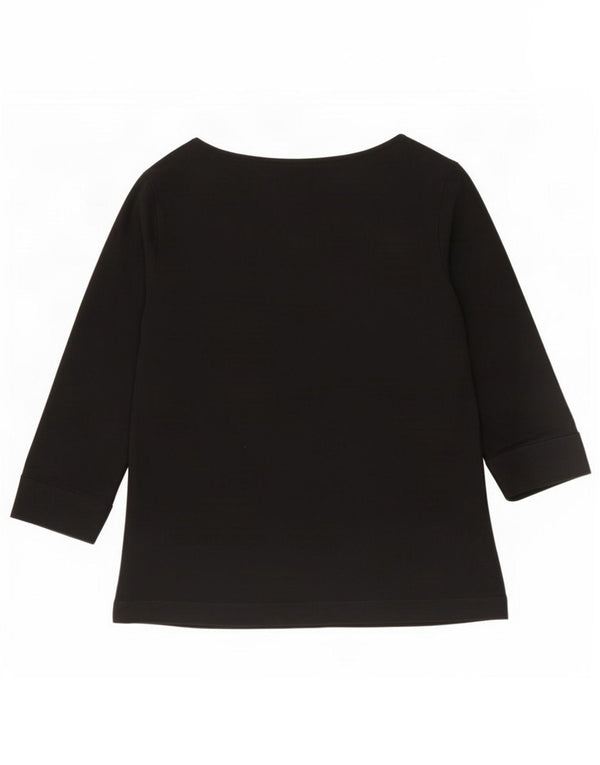 Top feminino Marks & Spencer manga 3/4 Reino Unido 16 grande viscose preta
