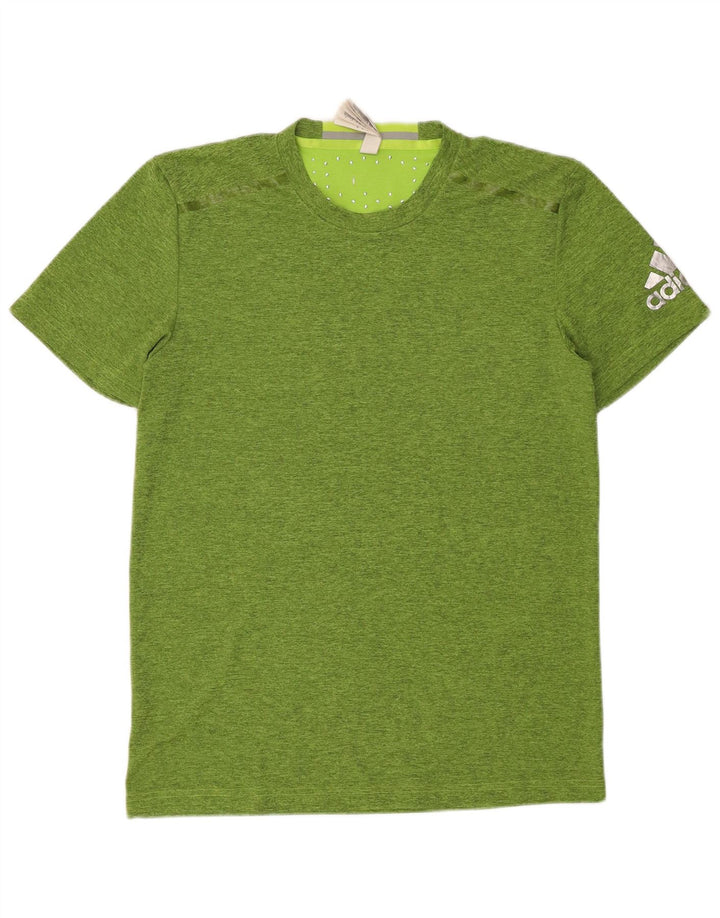 Camiseta masculina Adidas Top médio verde manchado de poliéster