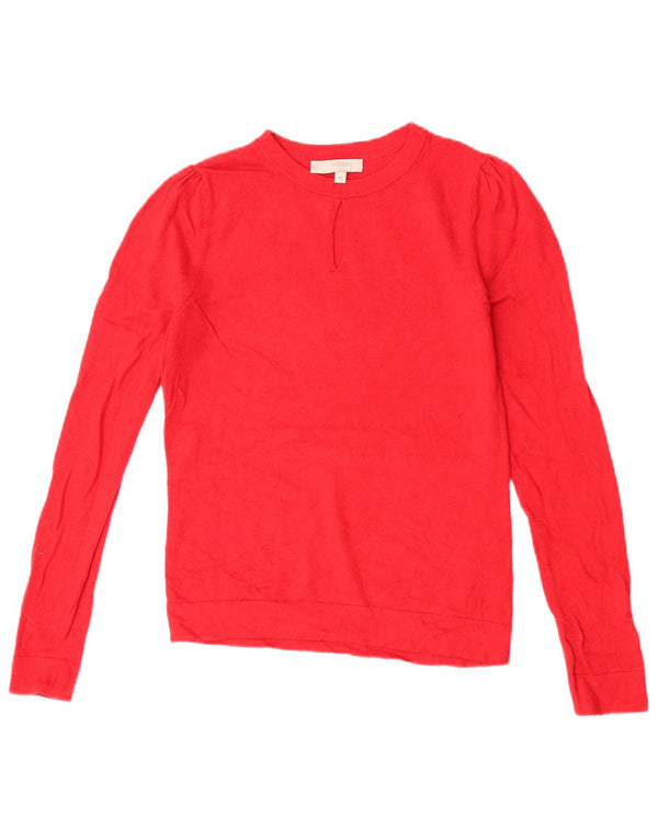 Suéter feminino Hobbs com gola canoa UK 6 XS Viscose vermelha