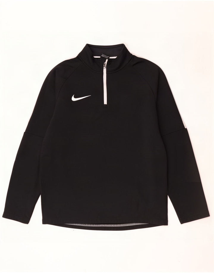 Pulôver masculino Nike Dri Fit com gola zip e moletom pequeno preto colorblock