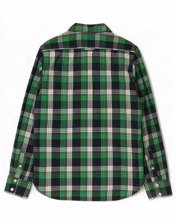 Camisa masculina Superdry grande algodão xadrez verde