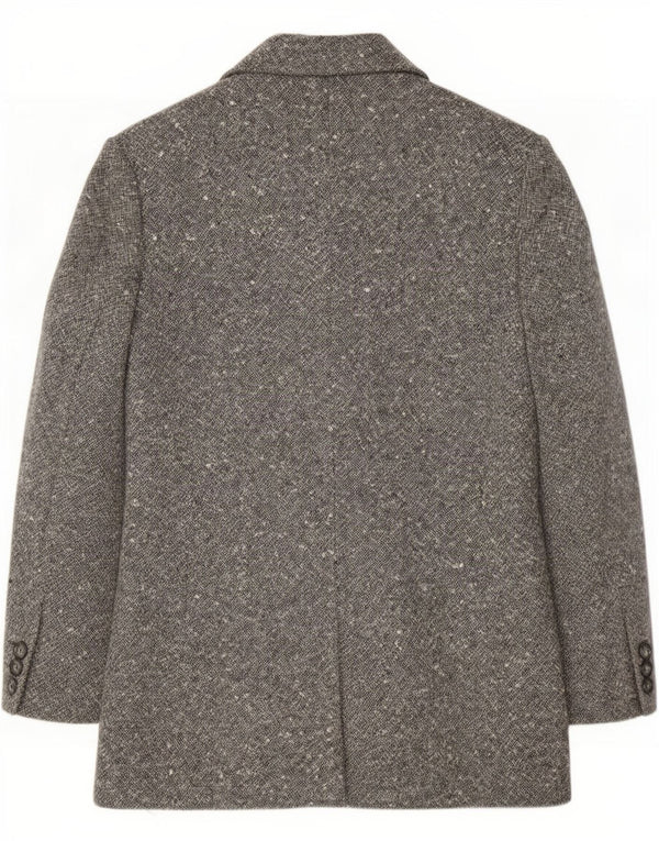 Jaqueta Blazer Feminina Vintage Longline 4 Botões IT 46 Grande Cinza Flecked