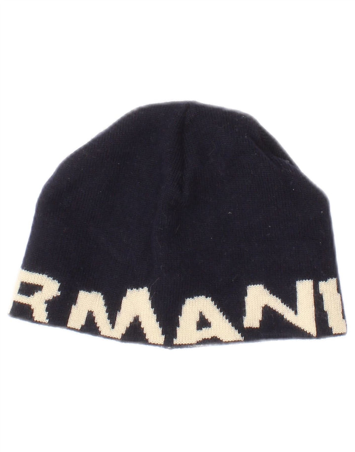 Gorro de malha gráfica Armani Junior para meninos, tamanho único, azul marinho, bloco colorido
