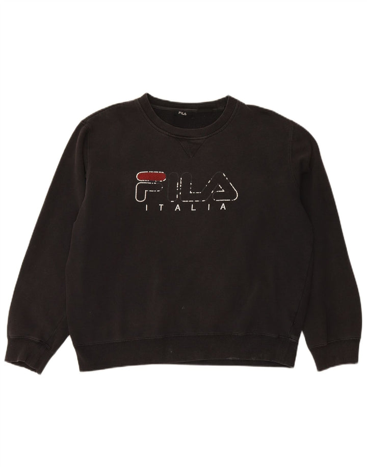 FILA moletom gráfico masculino jumper grande algodão preto