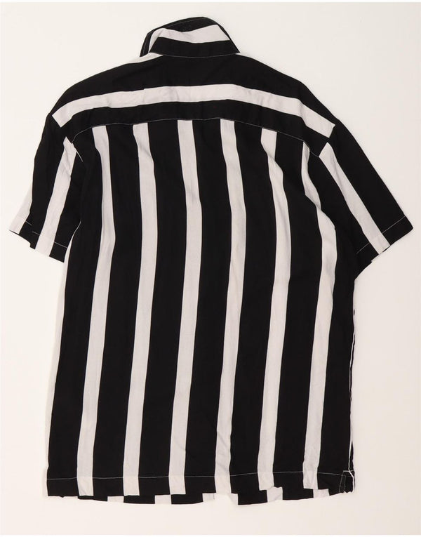Camisa masculina de manga curta Jack & Jones média preta listrada viscose