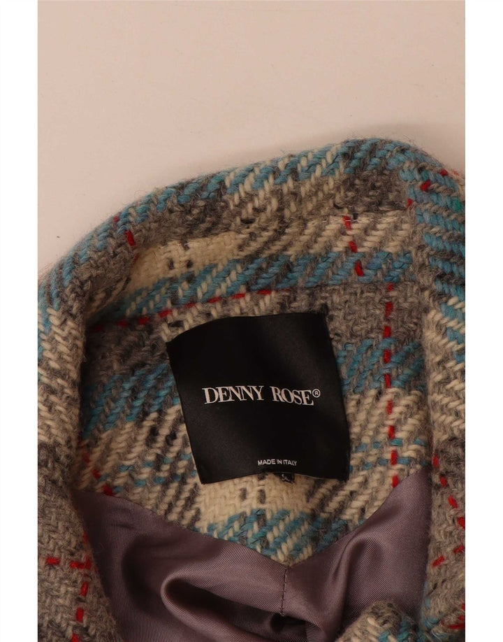Casaco feminino Denny Rose com peito duplo UK 8 pequeno xadrez multicolorido