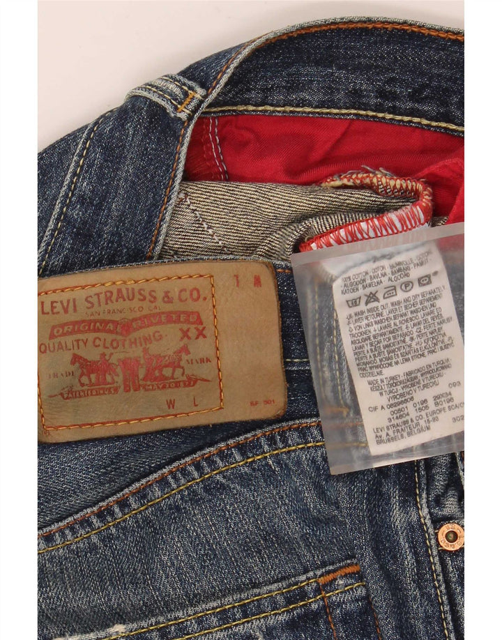 Calça jeans masculina Levi's desgastada com perna larga W29 L34 azul algodão