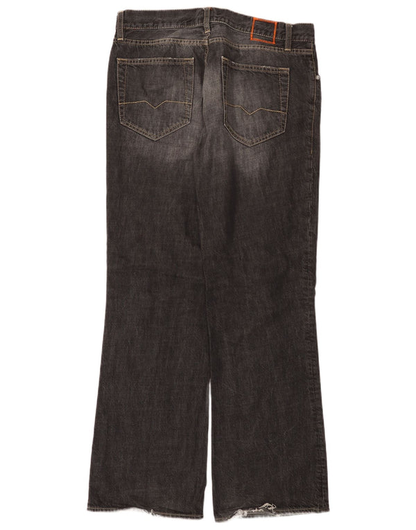 HUGO BOSS Mens Bootcut Jeans W34 L32 Algodão Preto