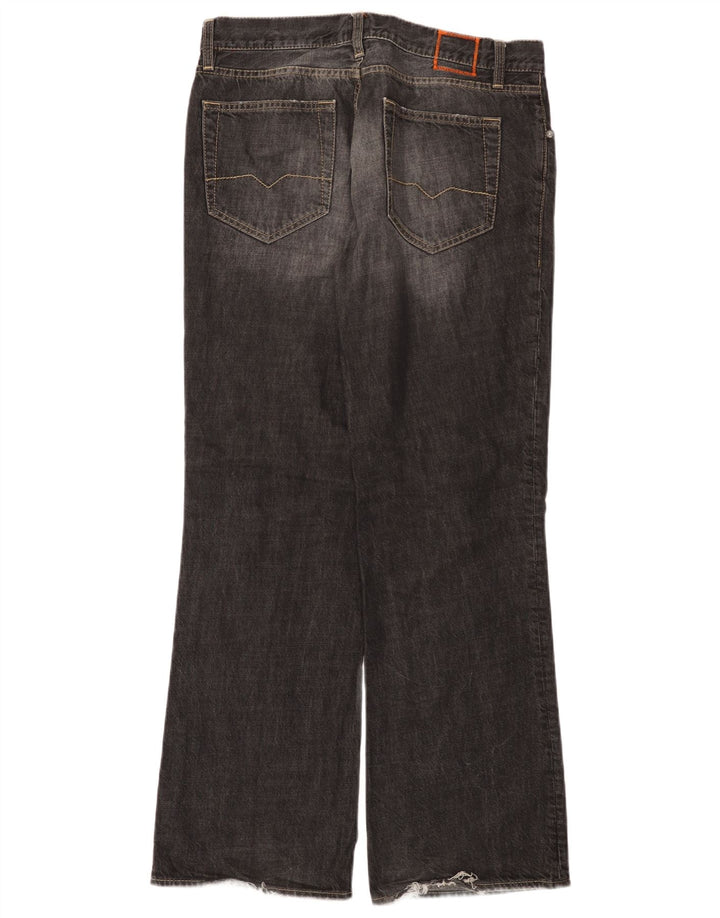 HUGO BOSS Mens Bootcut Jeans W34 L32 Algodão Preto