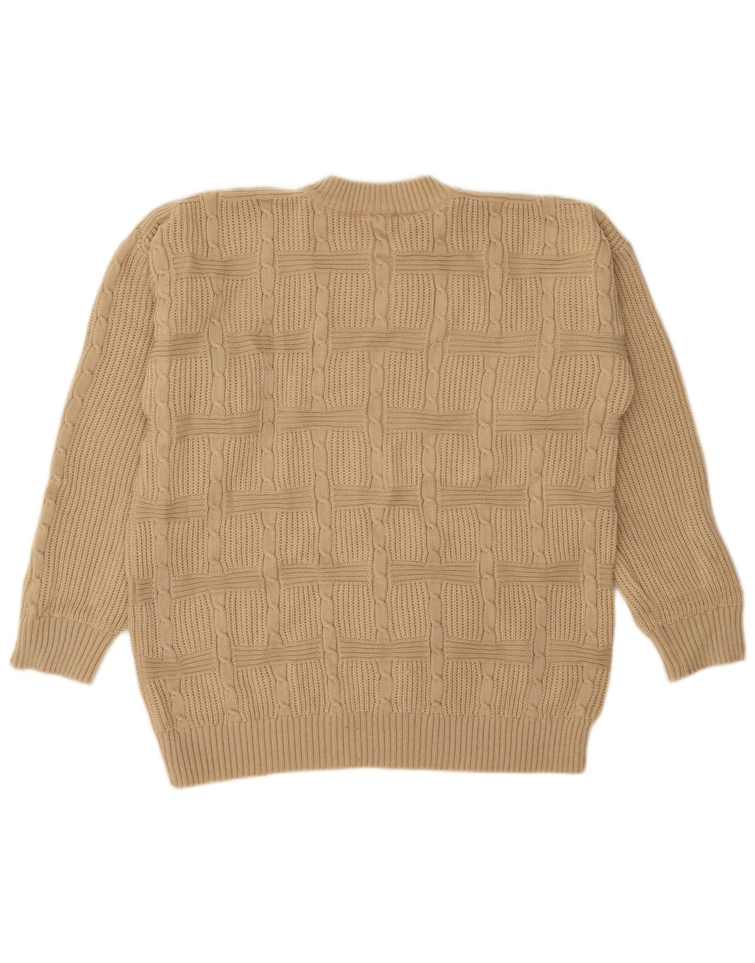 Suéter vintage masculino com gola redonda IT 50 acrílico bege médio