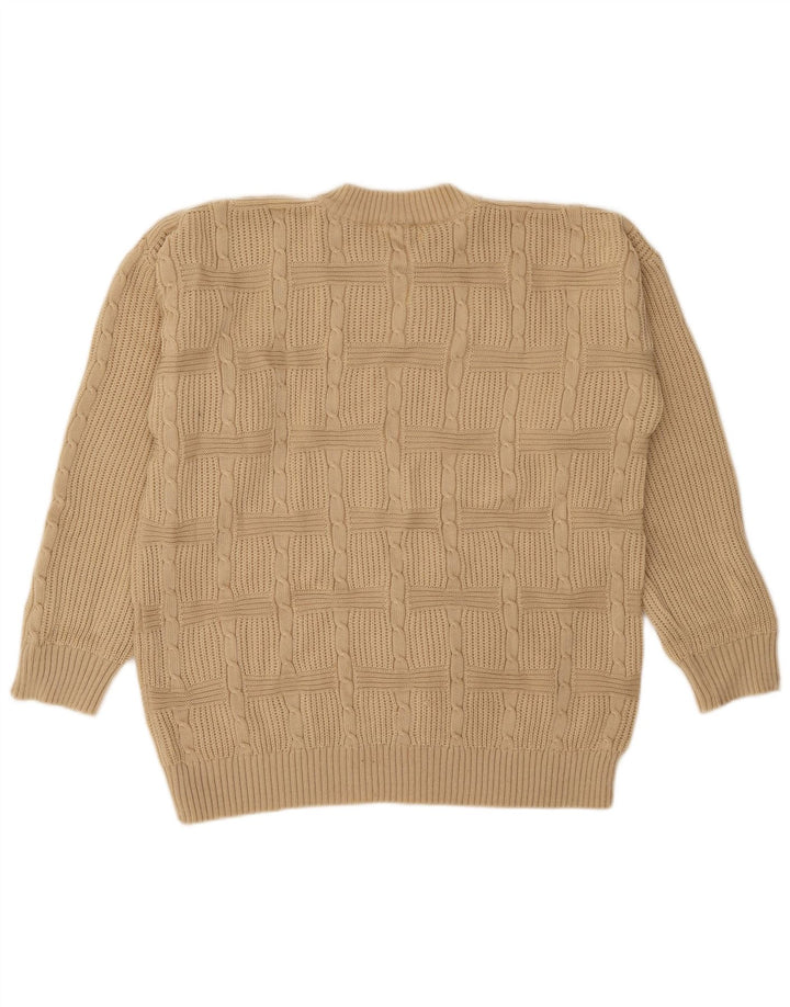 Suéter vintage masculino com gola redonda IT 50 acrílico bege médio
