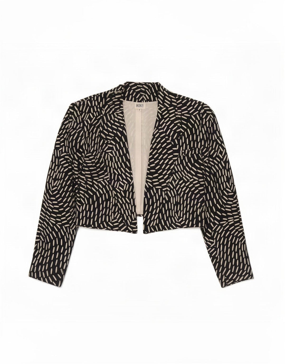 Jaqueta Bolero feminina Roxy com padrão abstrato EU 40 seda preta média