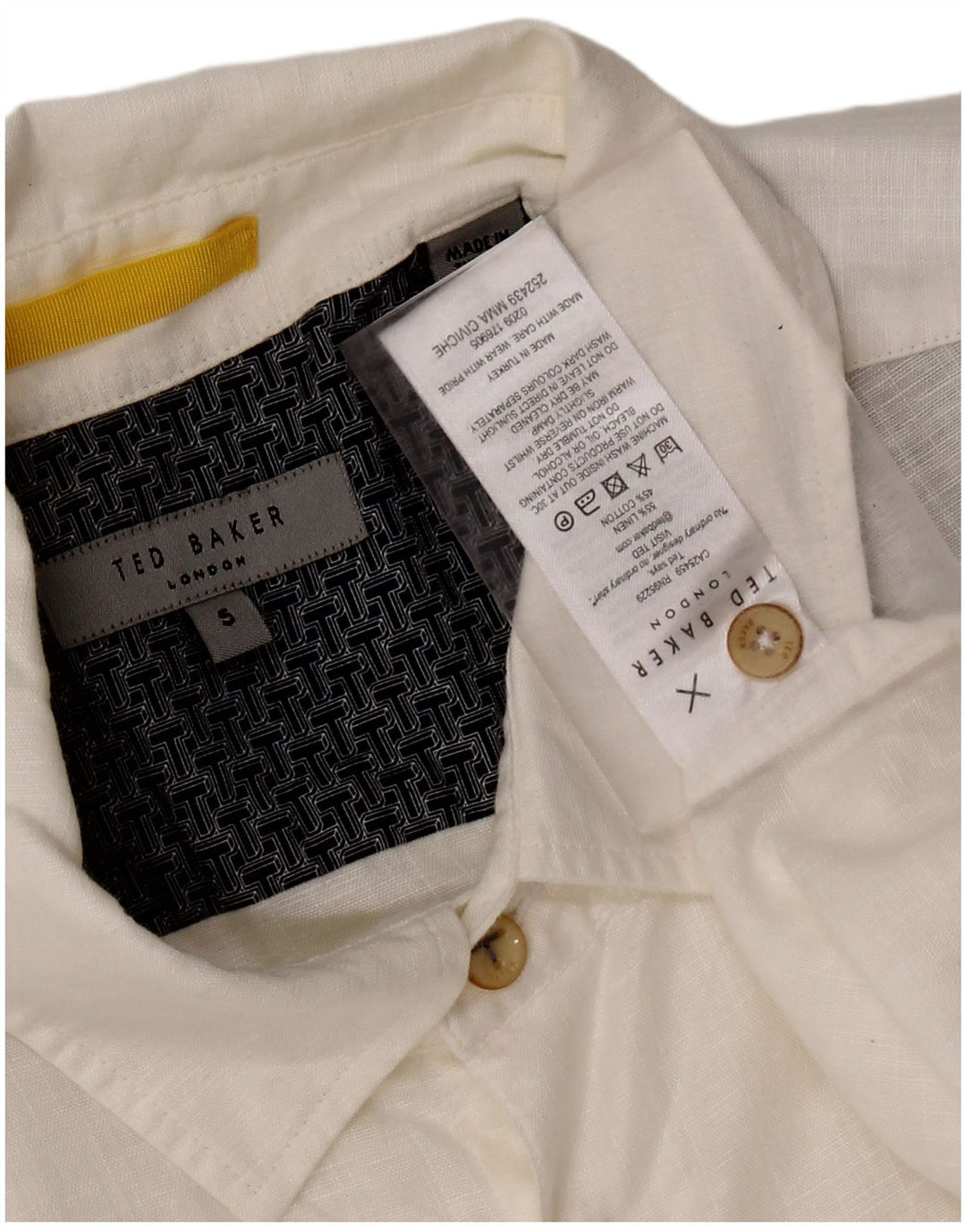 Camisa masculina de manga curta TED BAKER tamanho 5 XL linho branco