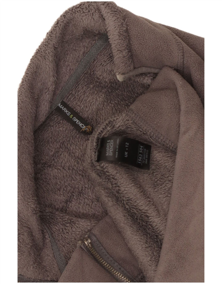Jaqueta de lã feminina Marks & Spencer UK 12 poliéster cinza médio