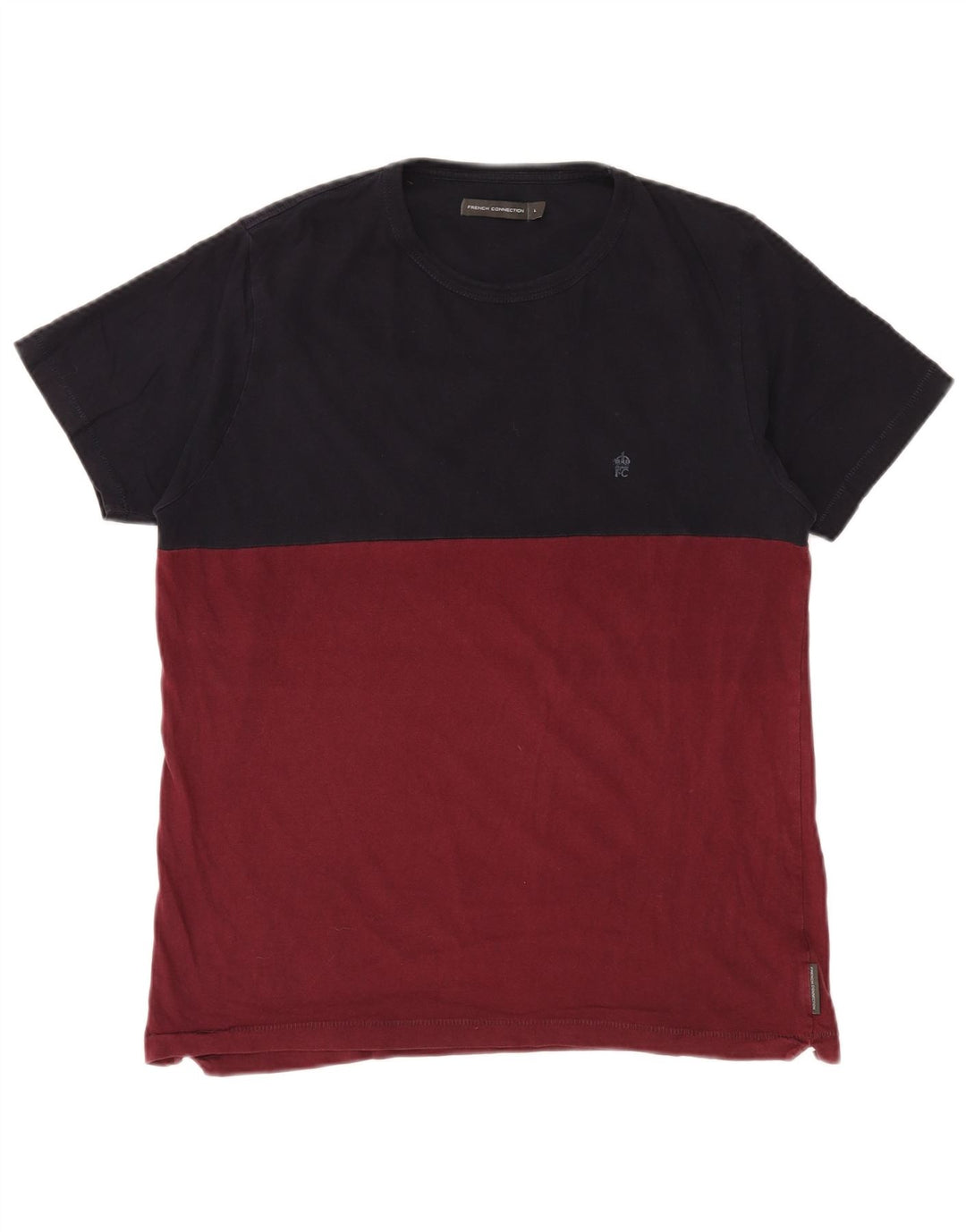 Camiseta masculina FRENCH CONNECTION grande bloco colorido Borgonha