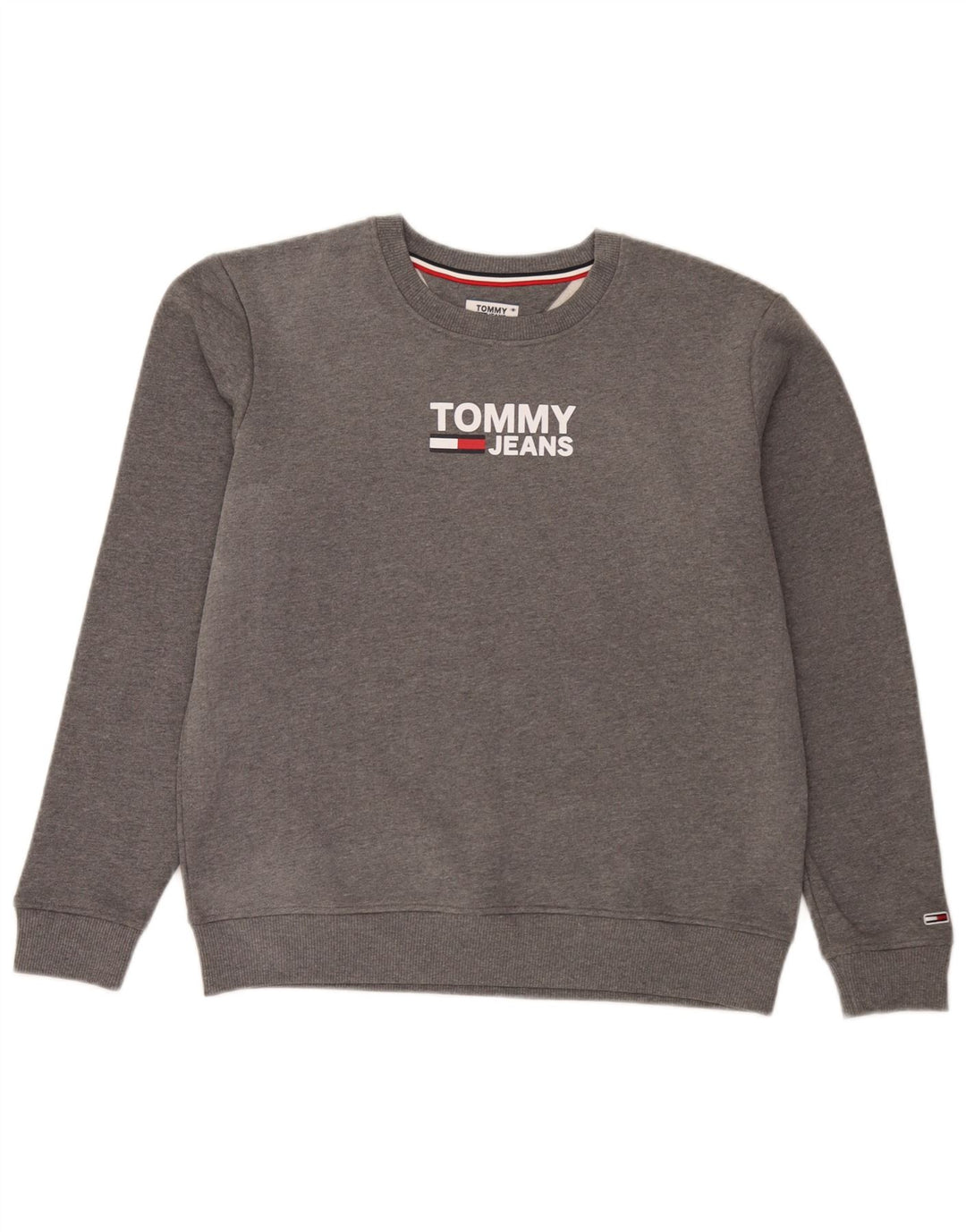 Tommy Hilfiger moletom gráfico masculino jumper grande algodão cinza