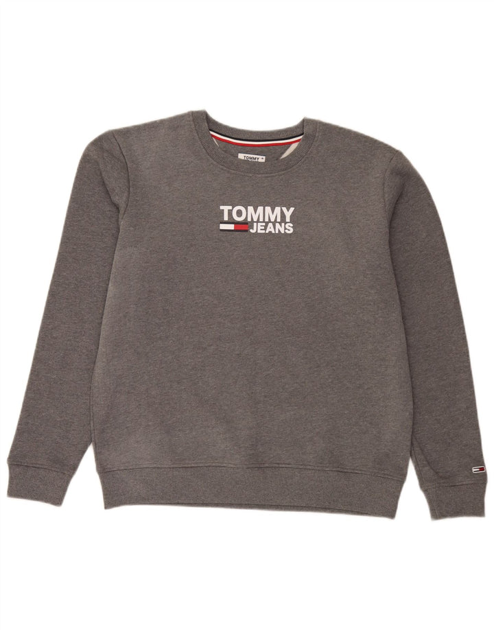 Tommy Hilfiger moletom gráfico masculino jumper grande algodão cinza