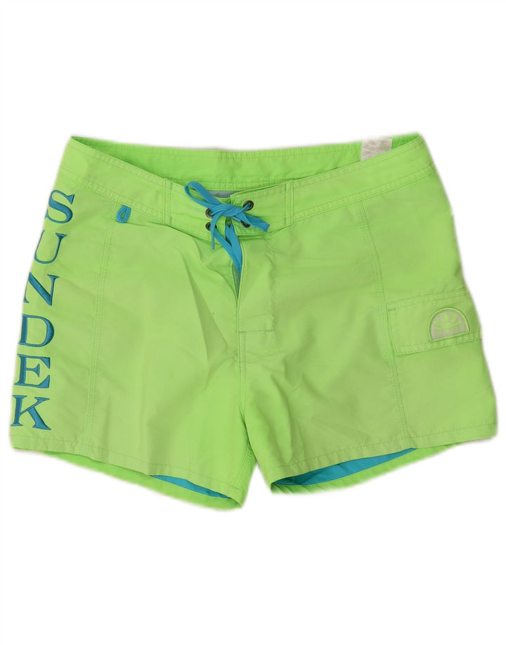 Sundek Mens Graphic Natação Shorts Poliéster Verde Médio