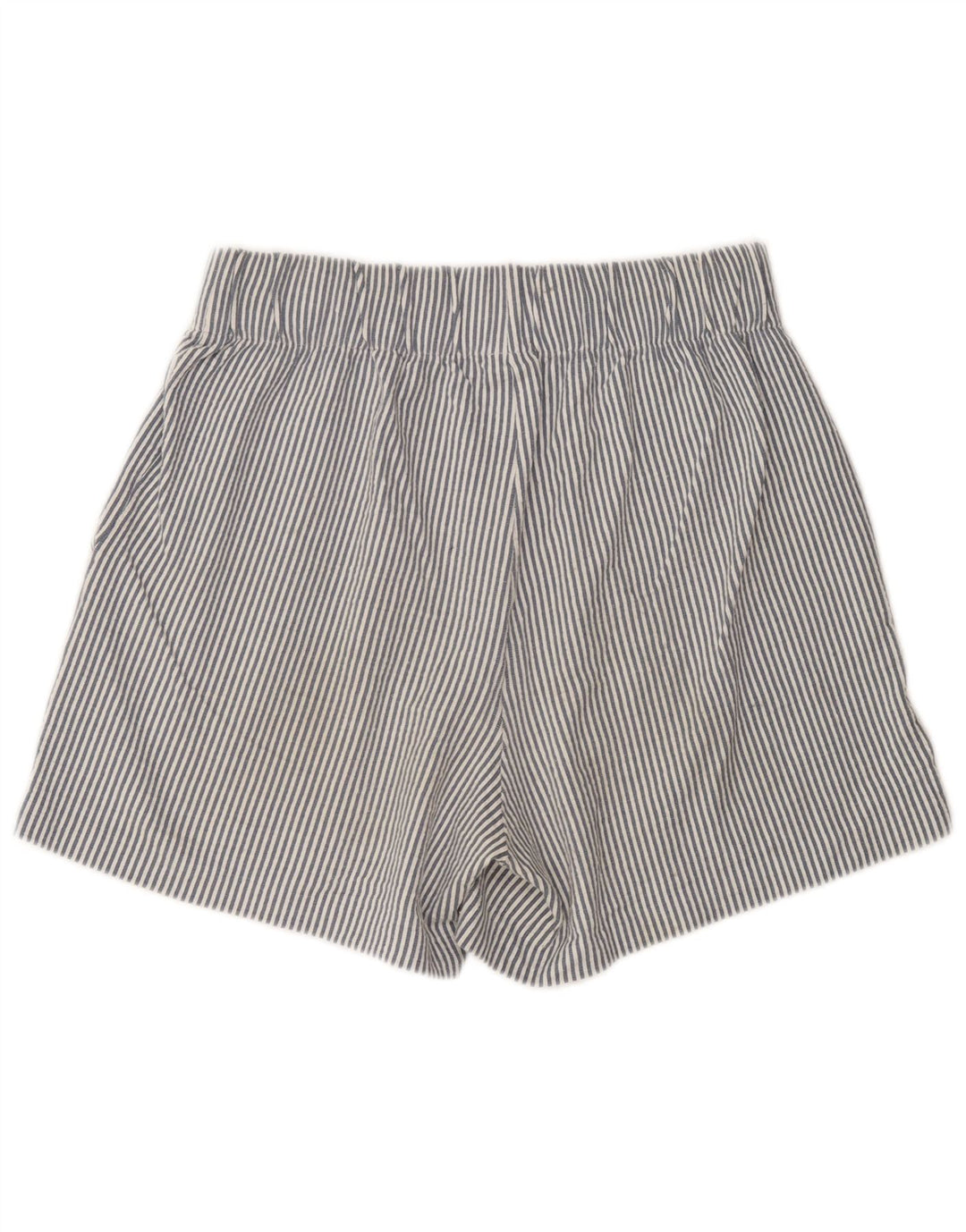 Shorts feminino de cintura alta Benetton médio W30 algodão listrado azul