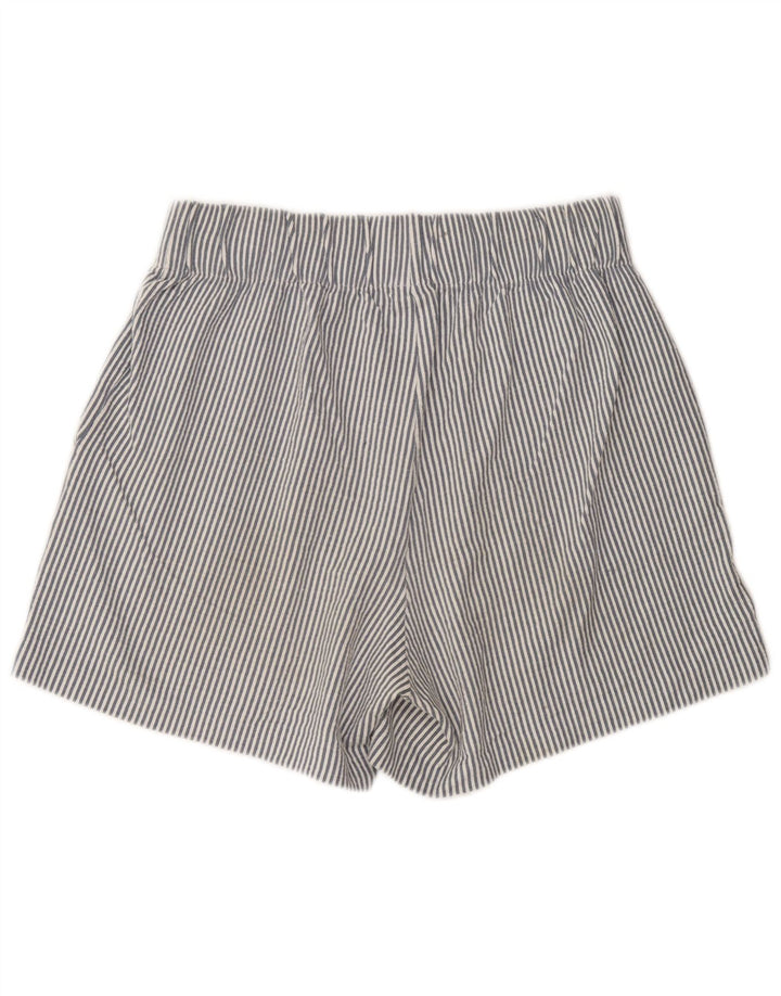 Shorts feminino de cintura alta Benetton médio W30 algodão listrado azul