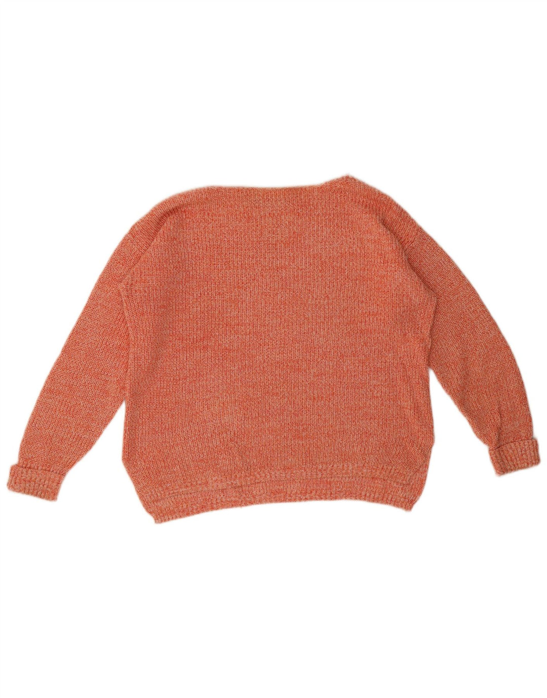 Suéter feminino Marks & Spencer com gola canoa Reino Unido 14 médio laranja manchado