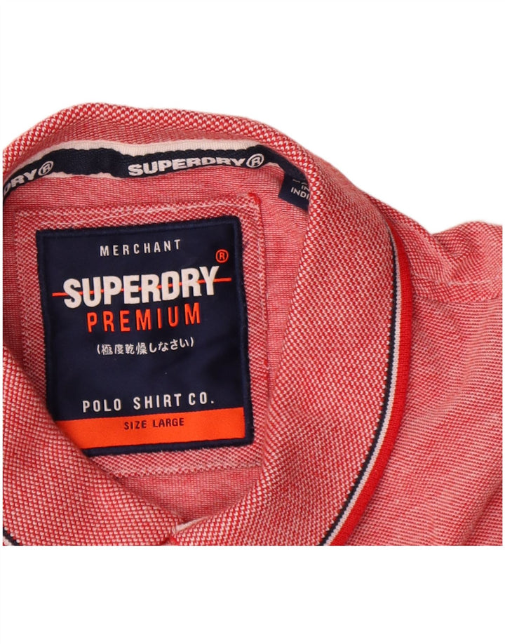 Camisa polo masculina Superdry grande algodão manchado vermelho