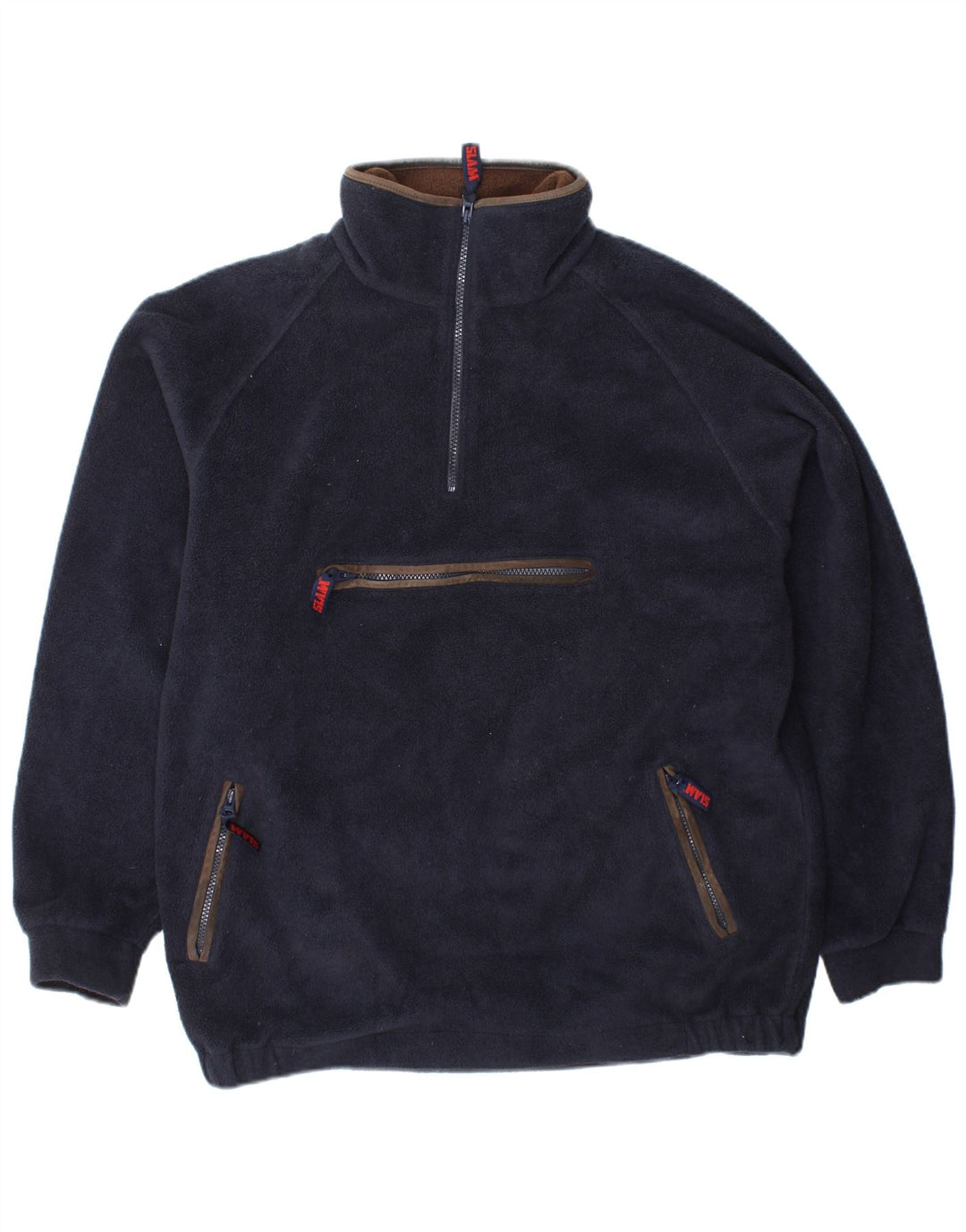 SLAM Masculino Zip Neck Fleece Jumper Pequeno Poliéster Azul Marinho