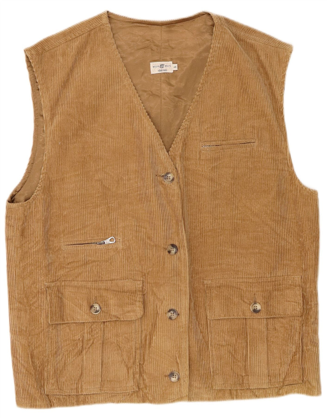 Belfe Feminino Corduroy Gilet IT 48 XL Marrom Rayon