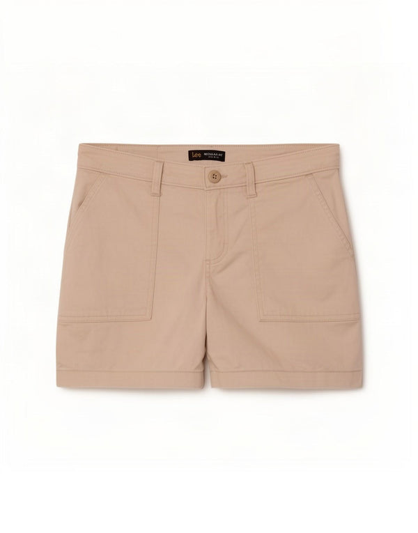 Shorts Chino feminino Lee de cintura média com ajuste regular EUA 4 pequeno W28 algodão bege