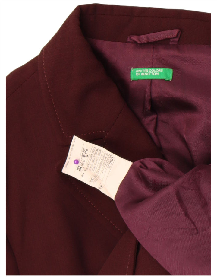 Jaqueta blazer feminina de 2 botões Benetton IT 42 Viscose Borgonha Média