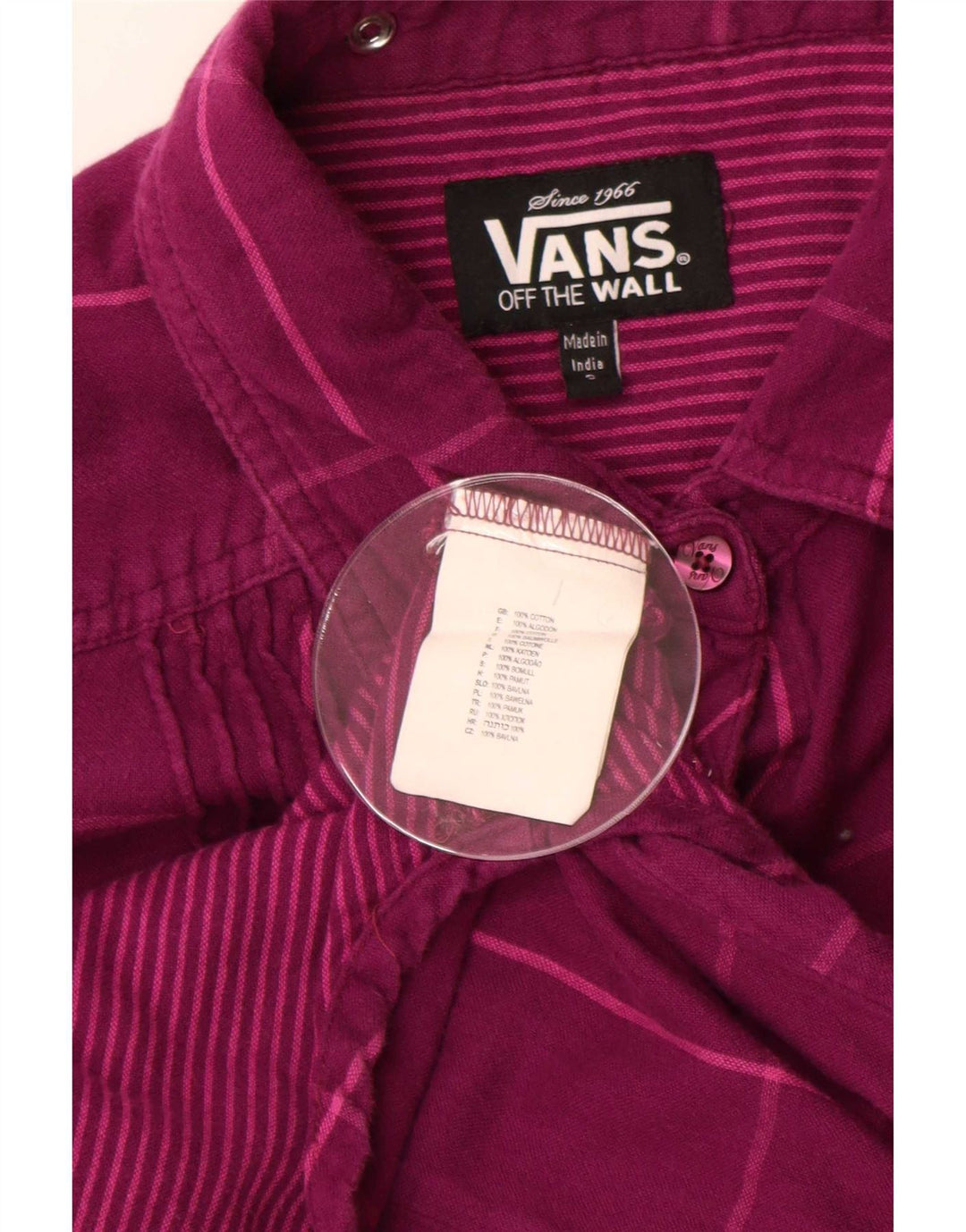 Camisa Vans Feminina UK 10 Pequena Roxa Xadrez Algodão