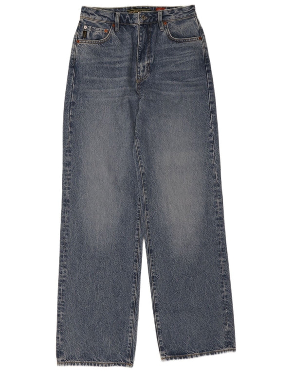 Calça jeans feminina Superdry cintura alta com perna larga W28 L32 algodão azul