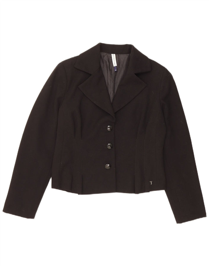 Jaqueta Blazer Feminina Trussardi com 3 Botões IT 48 XL Preto Poliéster