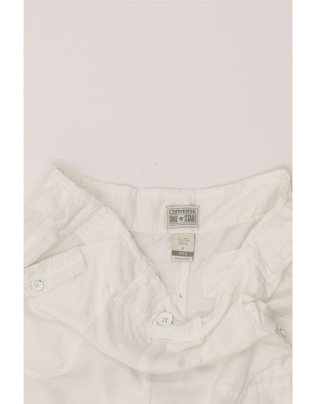 Shorts feminino casual CONVERSE US 8 médio W34 linho branco