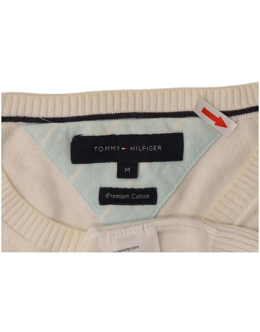Suéter masculino Tommy Hilfiger com gola redonda, algodão branco médio