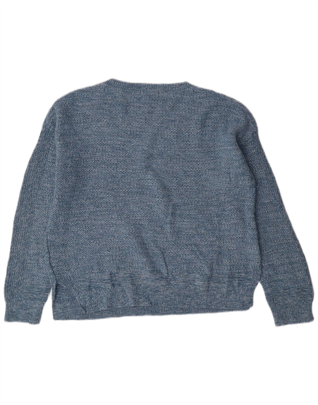 Suéter feminino branco com gola redonda e algodão azul médio UK 12