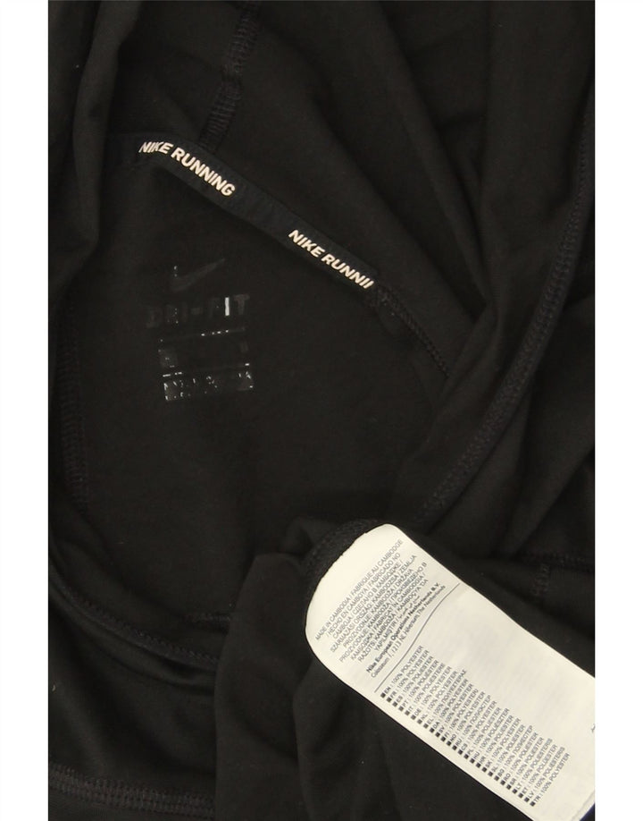 Nike Womens Running Crop Graphic Hoodie Jumper UK 14 Médio Preto Poliéster