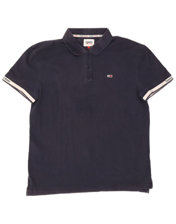 Camisa polo masculina Tommy Hilfiger grande algodão colorblock azul marinho