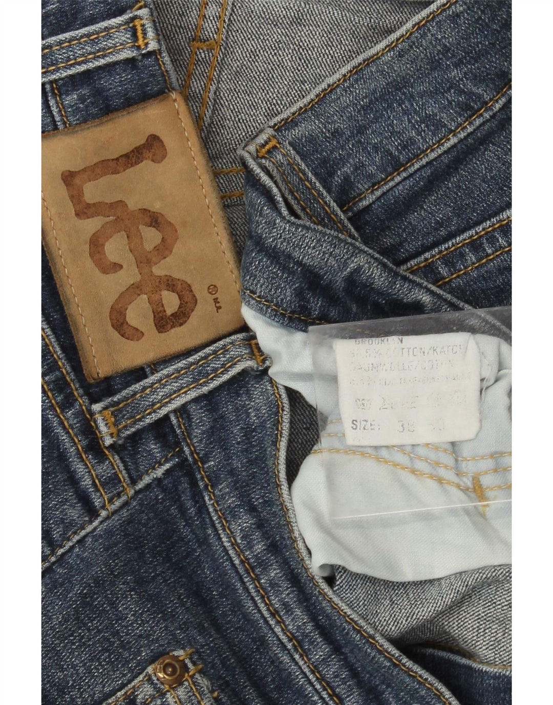 LEE Masculino Brooklyn Straight Jeans W38 L30 Azul Algodão