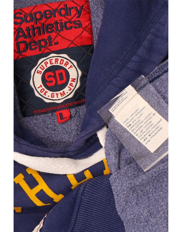 SUPERDRY moletom com capuz gráfico masculino grande algodão azul