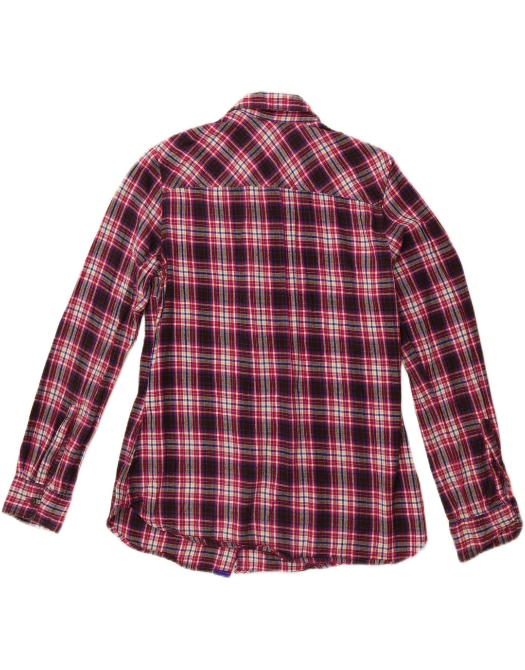 Camisa feminina de flanela EDDIE BAUER Reino Unido 12 algodão xadrez roxo médio