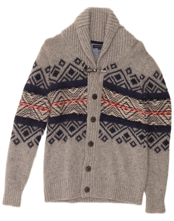 Suéter cardigã masculino TOMMY HILFIGER 15-16 anos cinza Fair Isle