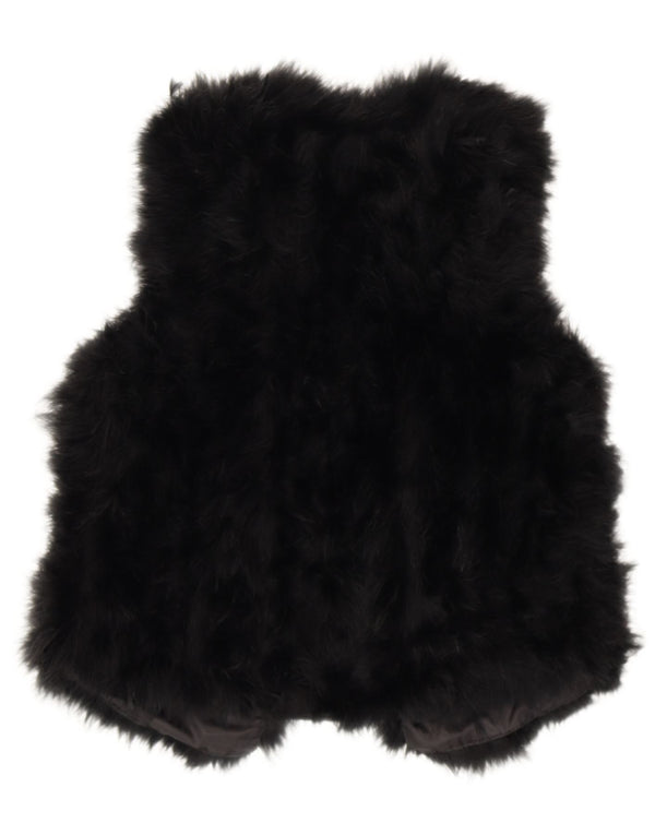 Riani Womens Fur Gilet UK 12 Médio Preto Real Fur