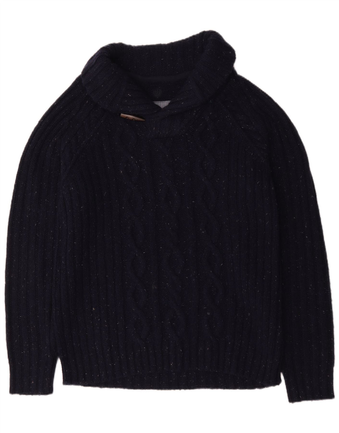 Suéter masculino Fat Face com gola xale e lã manchada azul marinho grande