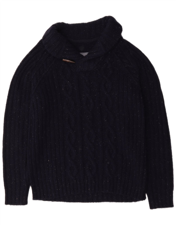 Suéter masculino Fat Face com gola xale e lã manchada azul marinho grande